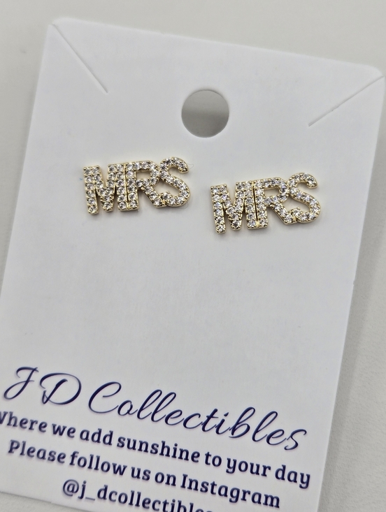 Swarovski Jewelry - Swarovski Crystal Elements Gold MRS Earrings Anniversary Wedding Bridal Stud